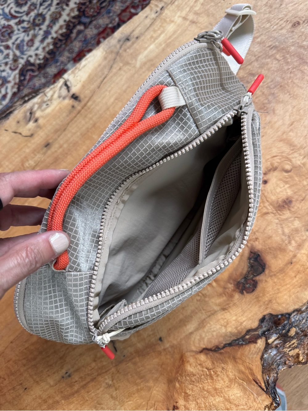 OWALO unisex gray large waist fanny sling bag ripstop multiple zippered pockets - Picture 4 of 6